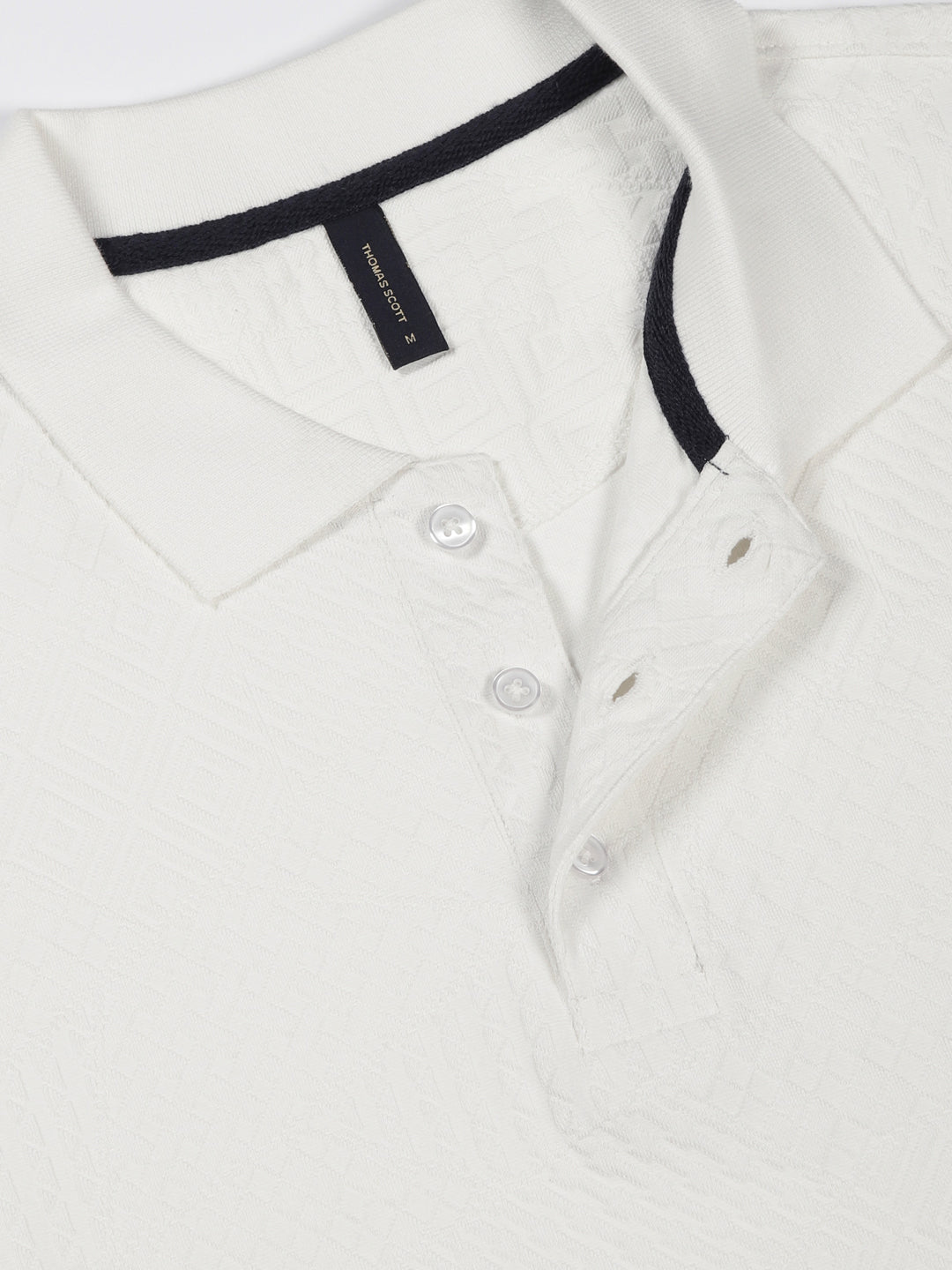 Thomas Scott Men White Polo Collar Pockets T-shirt