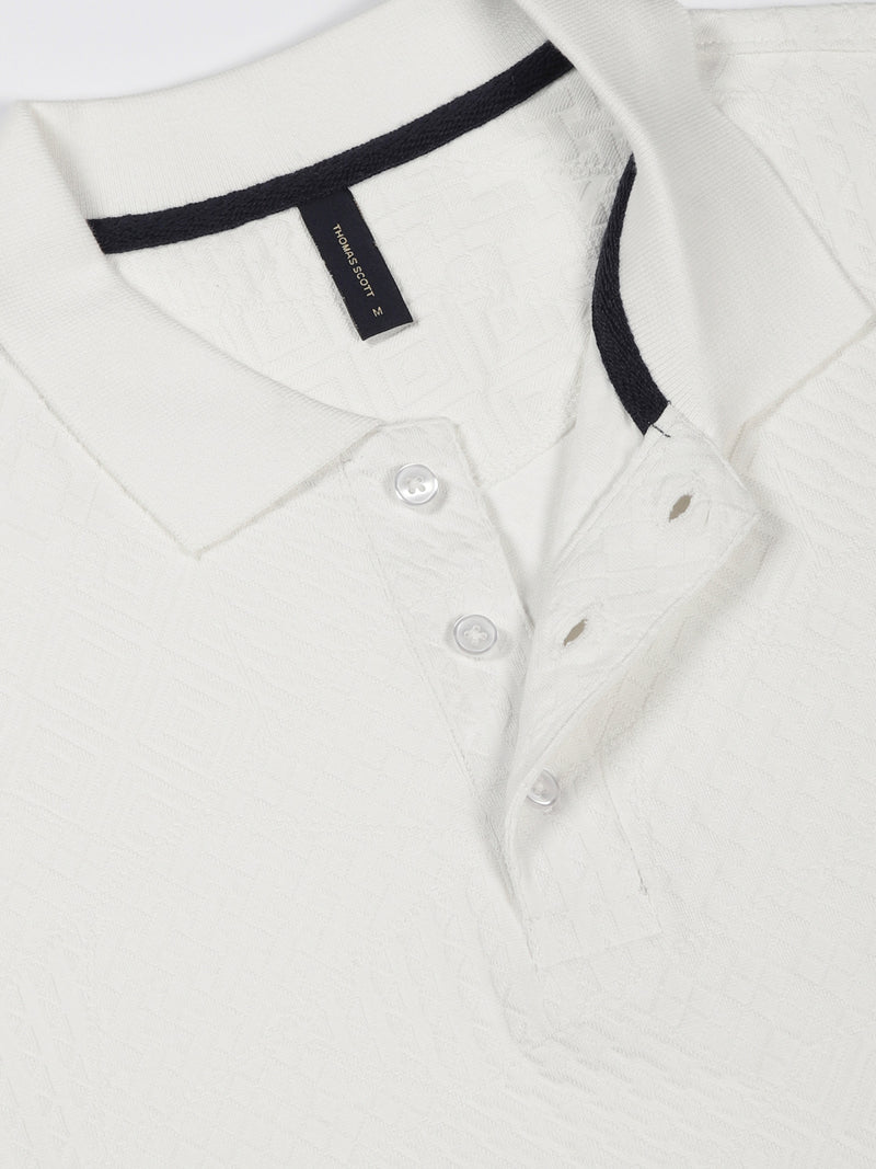 Thomas Scott Men White Polo Collar Pockets T-shirt