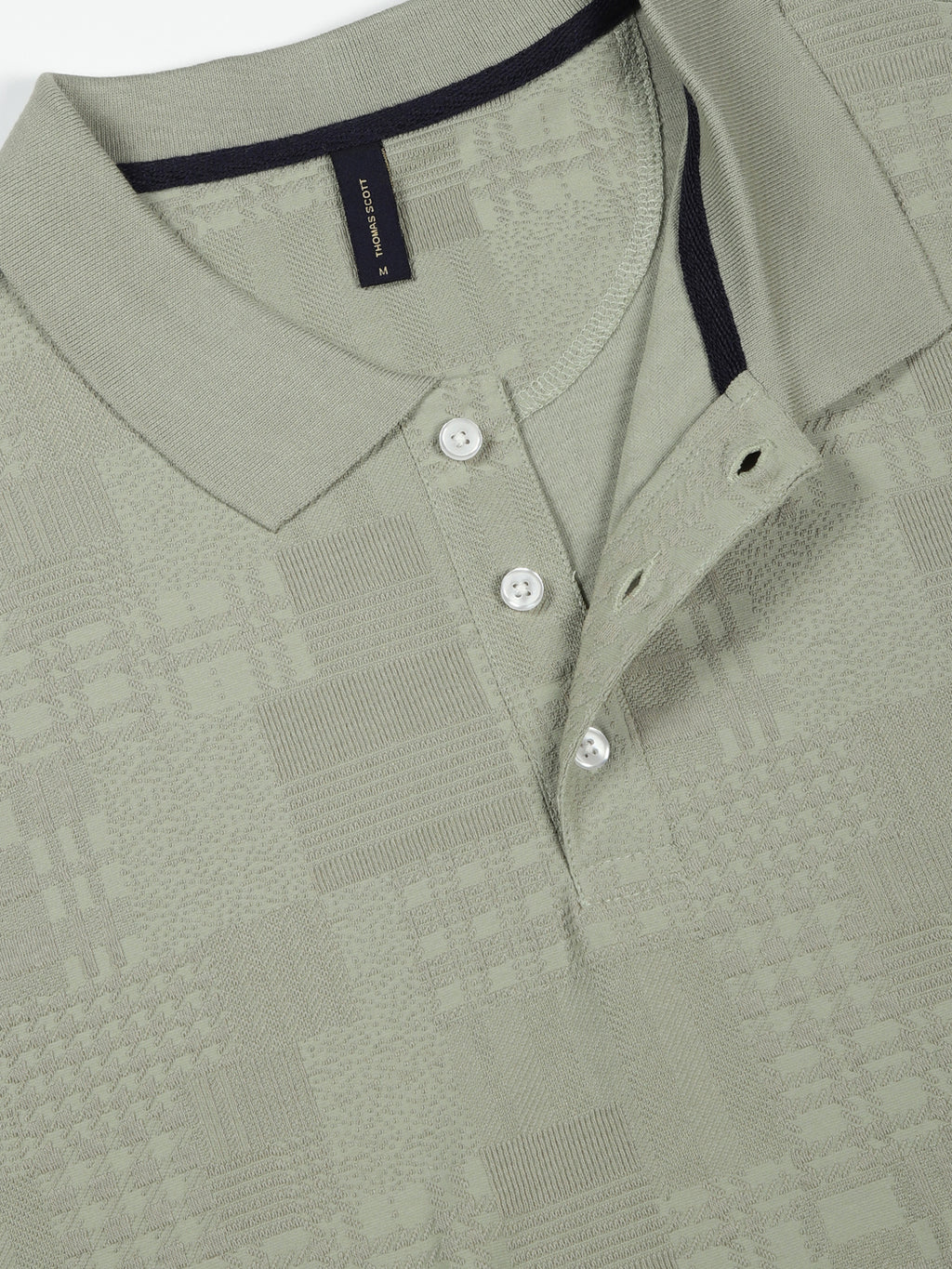 Thomas Scott Men Pista Textured Polo Collar Regular Fit T-shirt