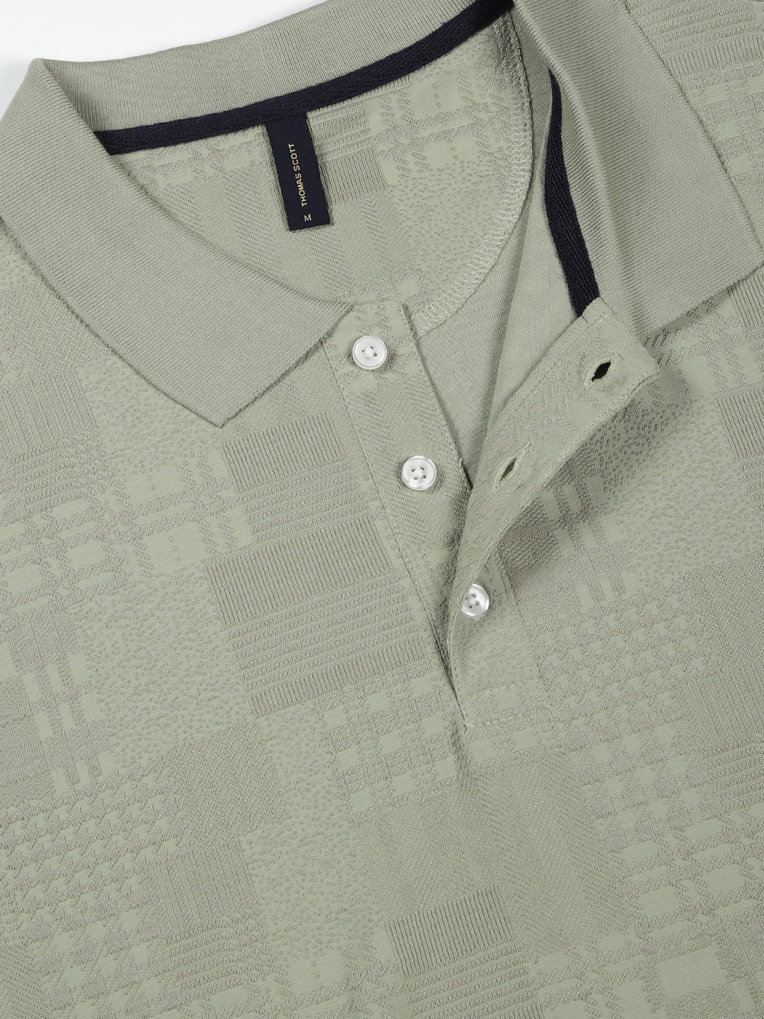 Thomas Scott Men Pista Textured Polo Collar Regular Fit T-shirt