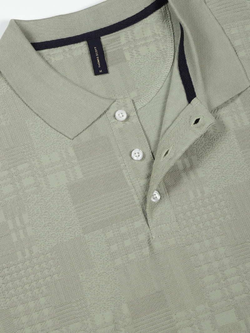Thomas Scott Men Pista Textured Polo Collar Regular Fit T-shirt