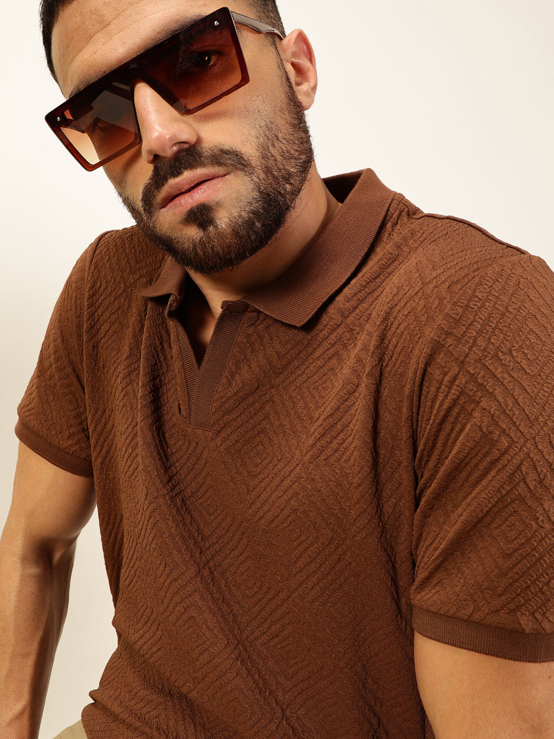 Thomas Scott Men Coffee Brown Anti Odour Solid Polo Collar T-shirt