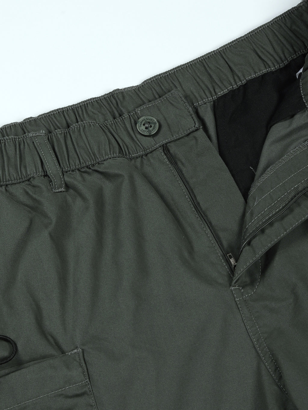 Thomas Scott Men Olive Relaxed Fit Outdoor Cargo Shorts
