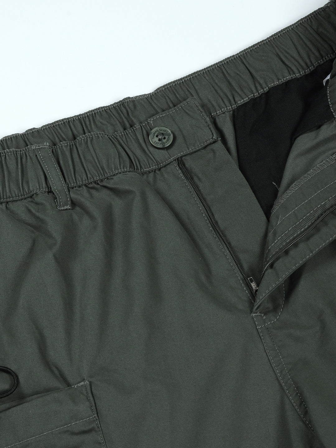 Thomas Scott Men Olive Relaxed Fit Outdoor Cargo Shorts