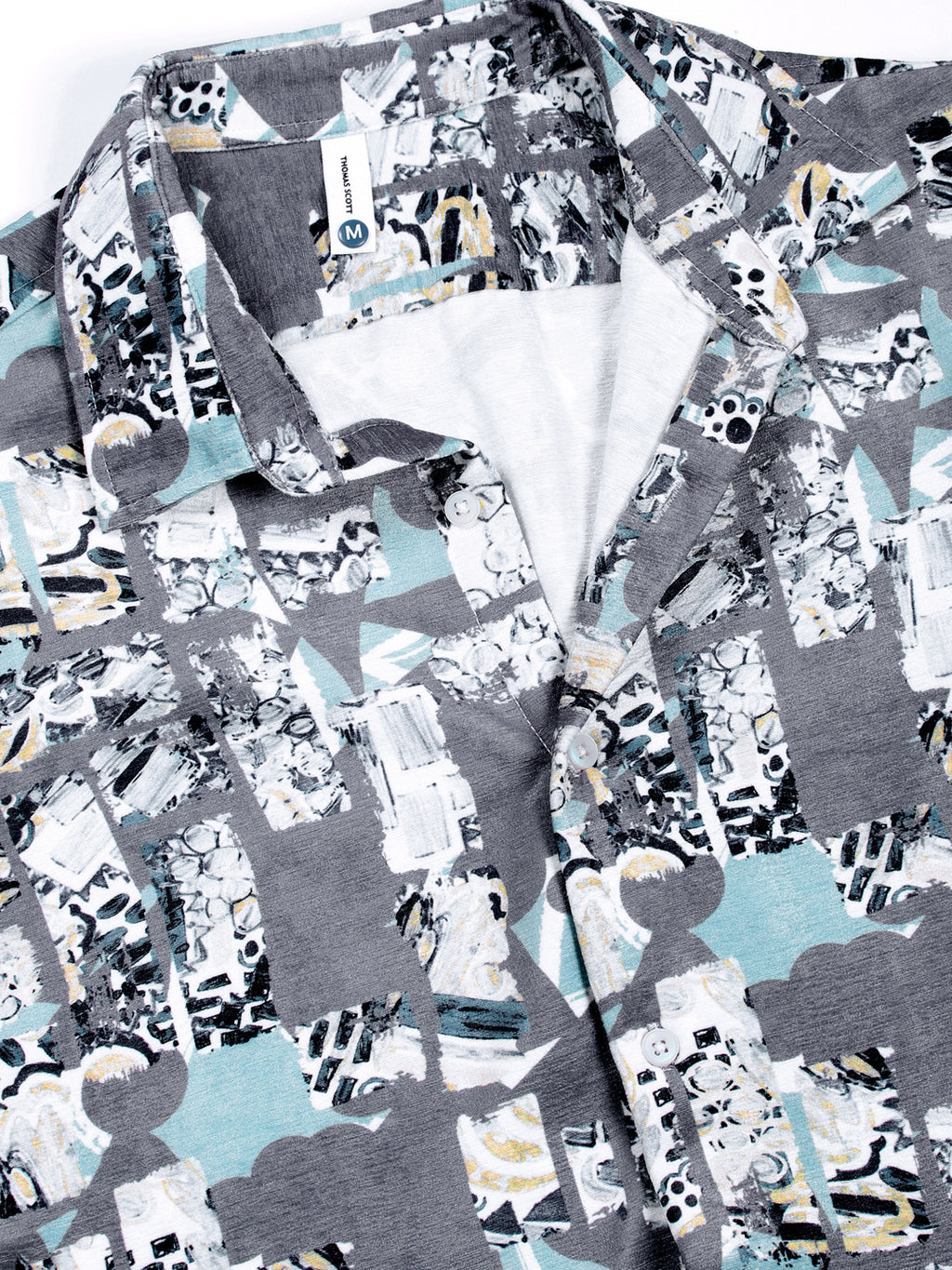 Thomas Scott Men Grey Slim Fit Long Sleeves Abstract Printed Casual Shirt