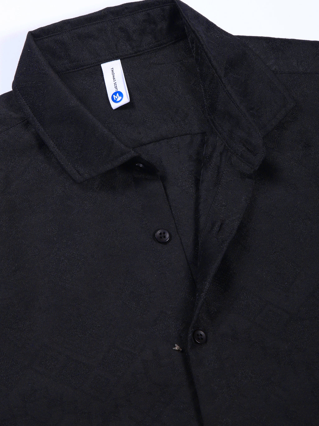 Black Slim Fit Geometric Print Casual Shirt For Men
