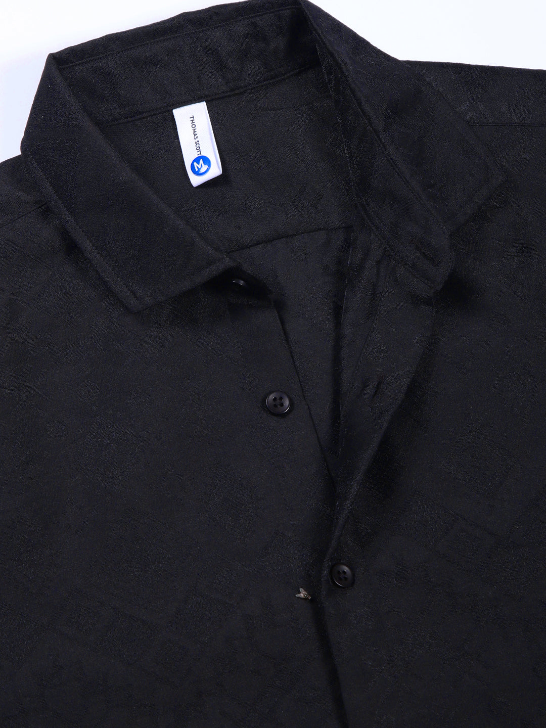 Black Slim Fit Geometric Print Casual Shirt For Men