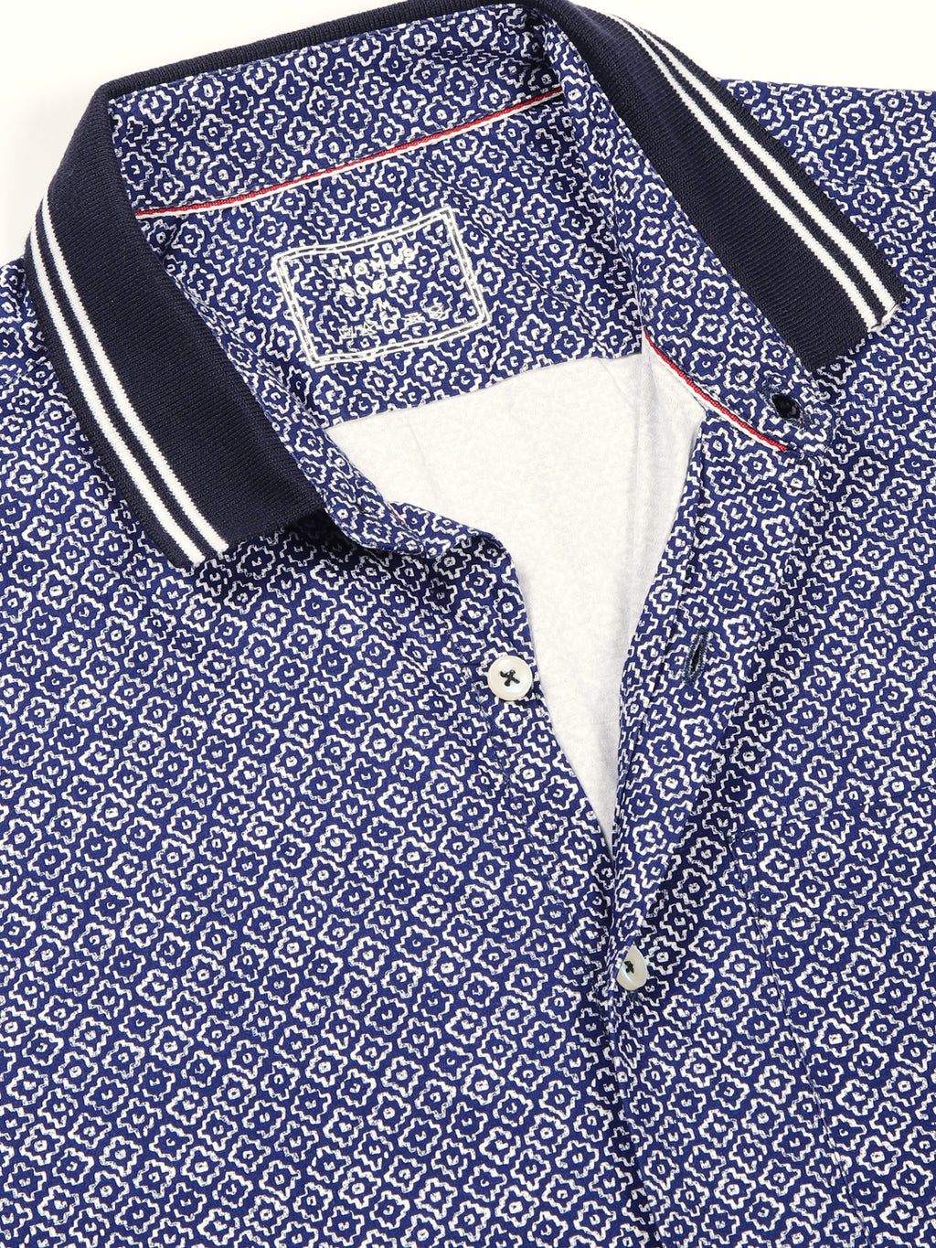 Thomas Scott Men Navy Slim Fit Abstract Printed Knit Shirt