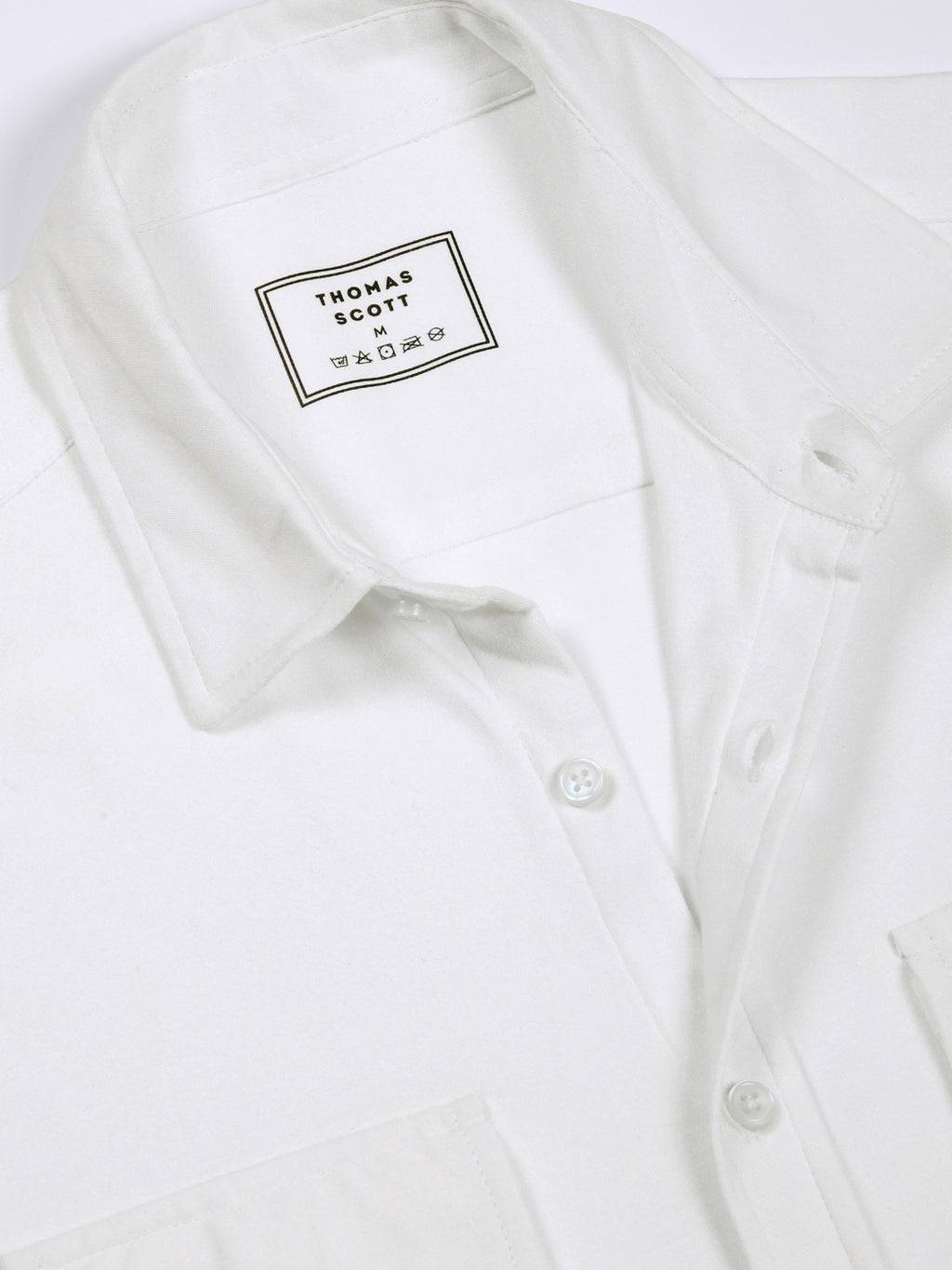 Thomas Scott Men White Slim Fit Solid Casual Shirt
