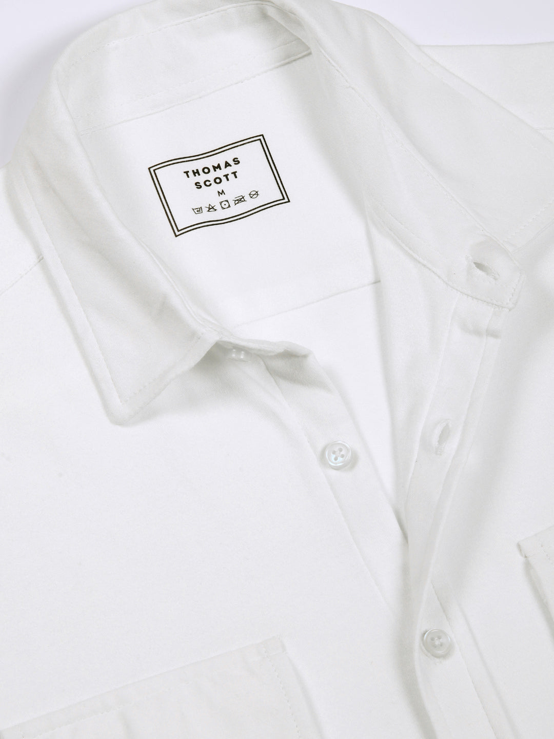 Thomas Scott Men White Slim Fit Solid Casual Shirt