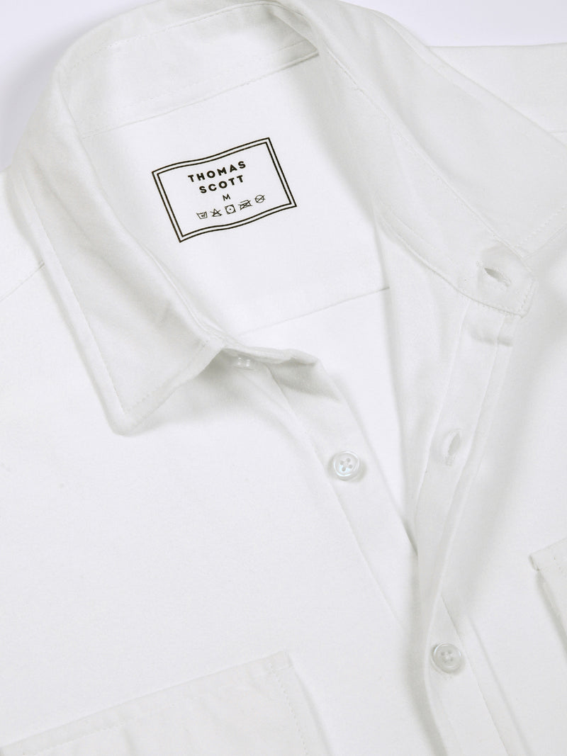 Thomas Scott Men White Slim Fit Solid Casual Shirt