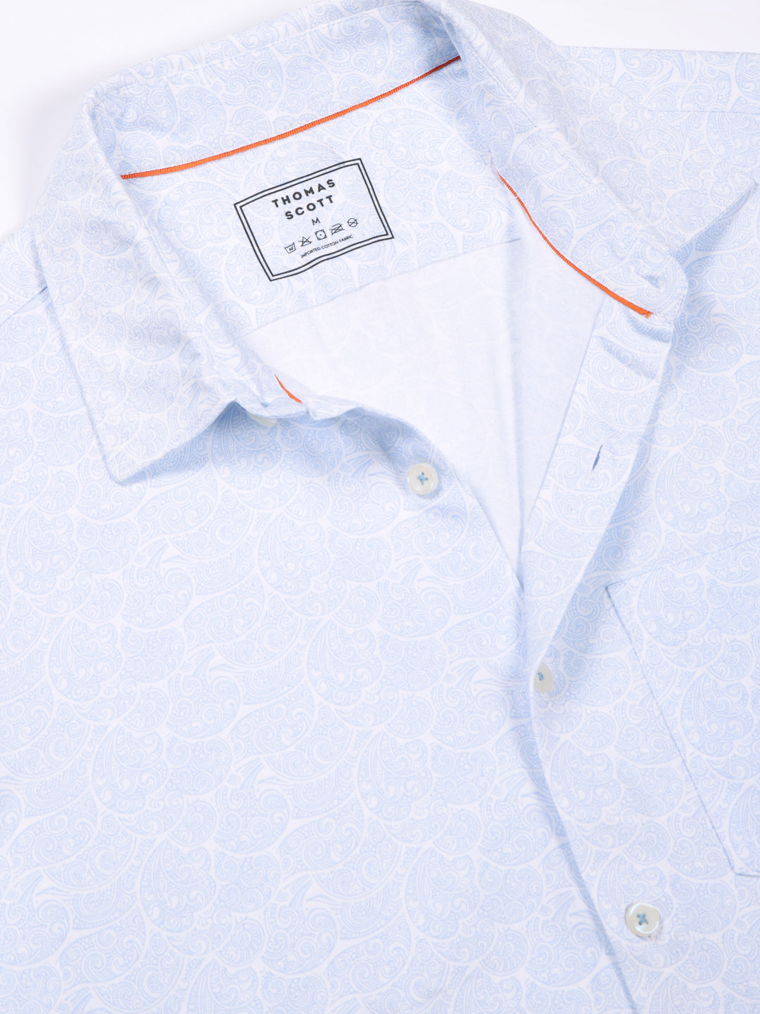 Thomas Scott Men LightBlue Slim Fit Ethnic Motifs Printed Casual Shirt