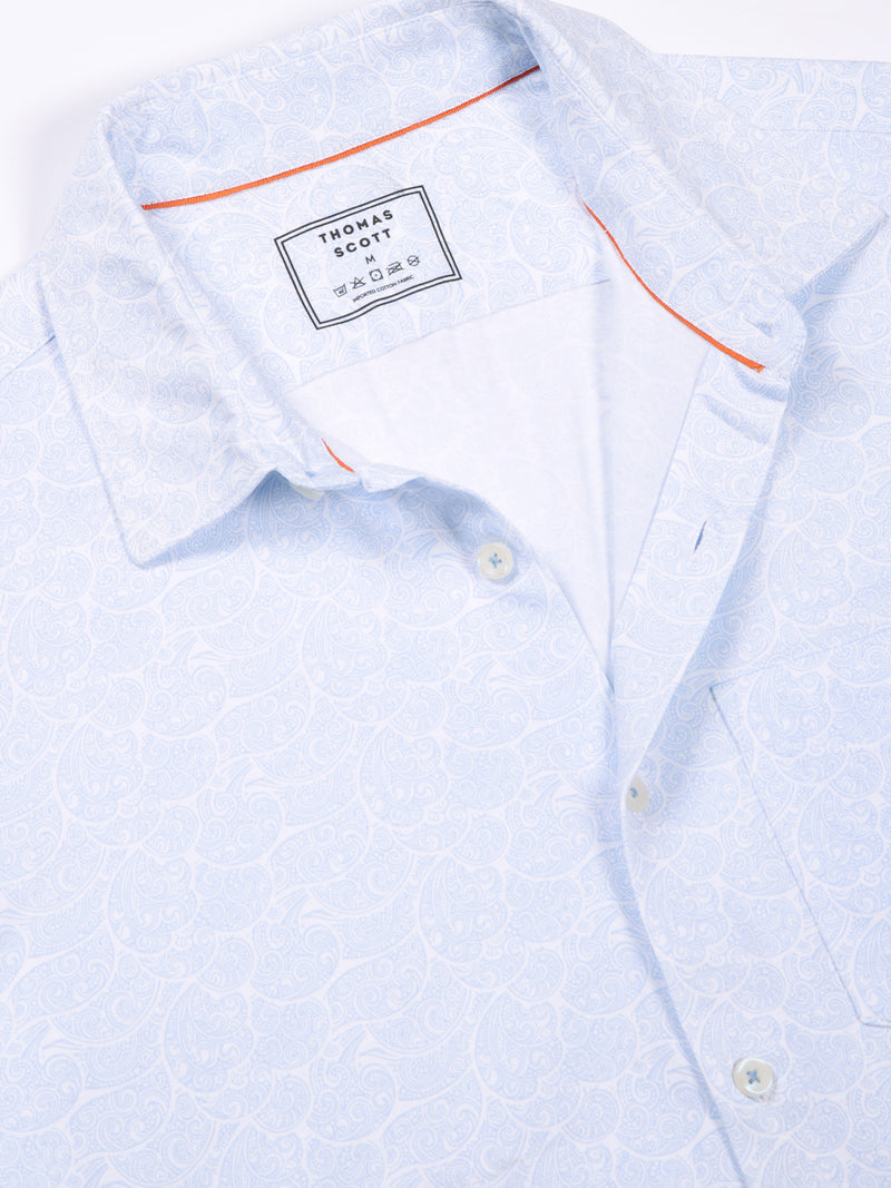 Thomas Scott Men LightBlue Slim Fit Ethnic Motifs Printed Casual Shirt