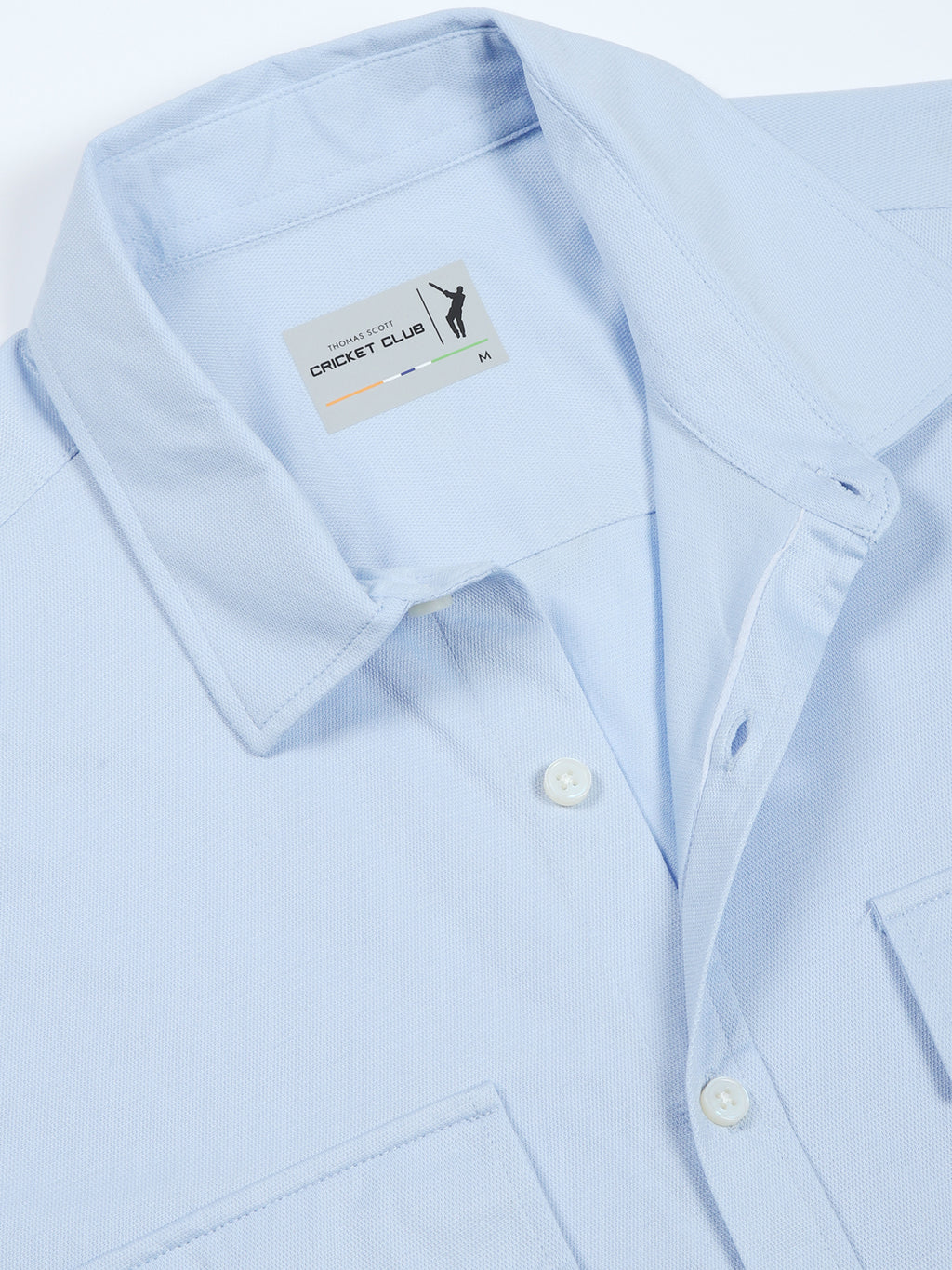 Thomas Scott Men Blue Slim Fit Short Sleeve Solid Cotton Knitted Shirt