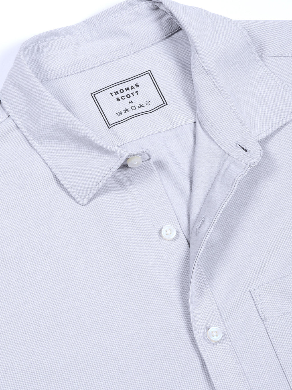 Thomas Scott Men LightGrey Slim Fit Solid Casual Shirt