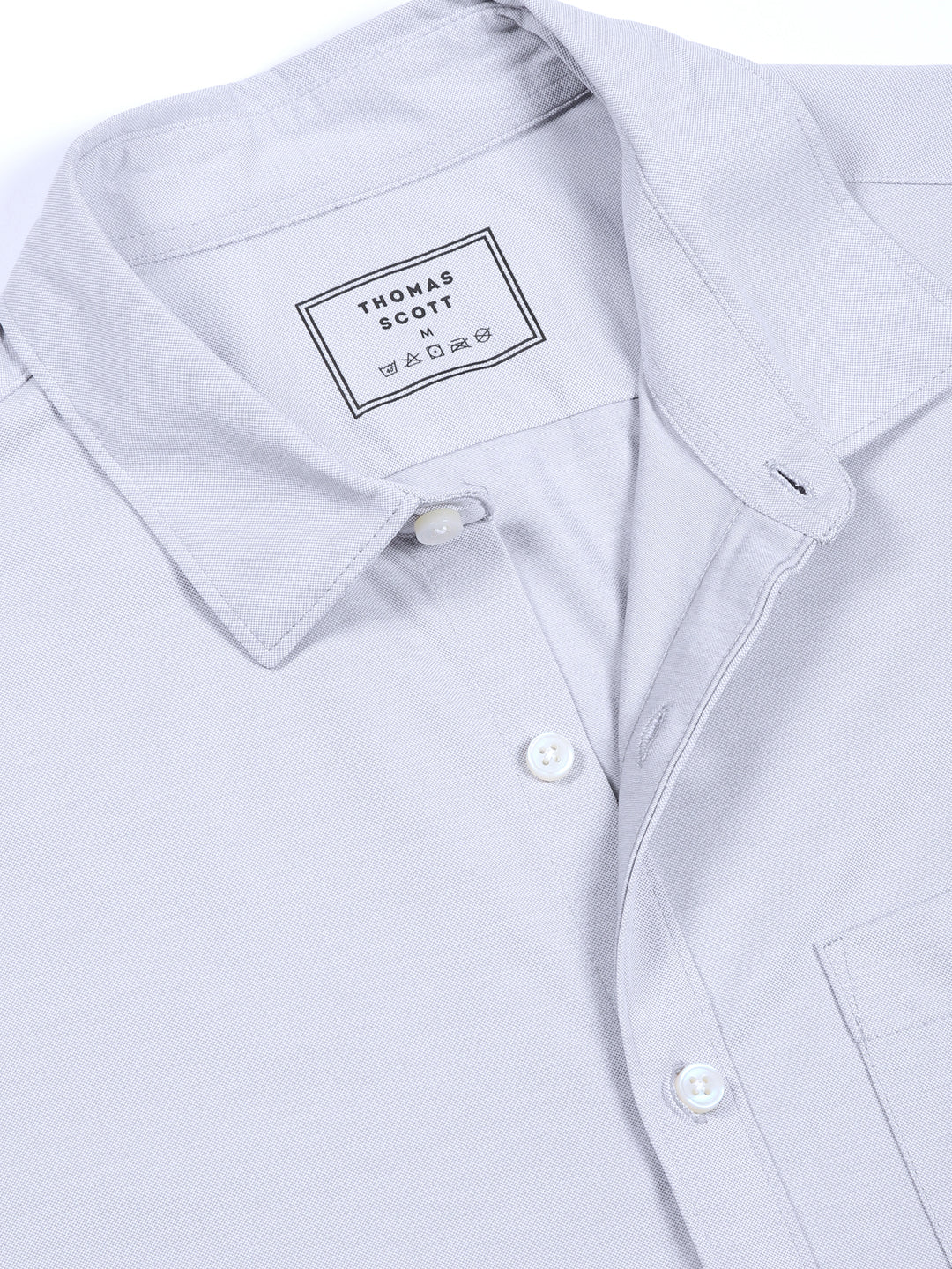 Thomas Scott Men LightGrey Slim Fit Solid Casual Shirt