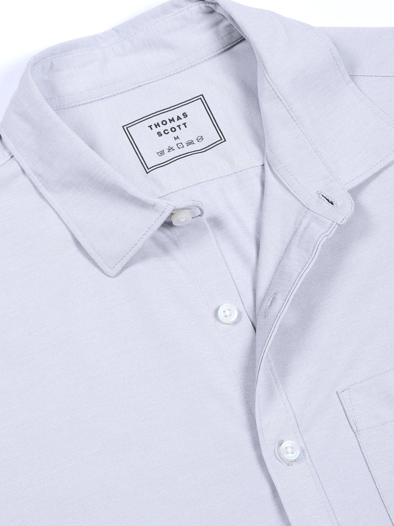 Thomas Scott Men LightGrey Slim Fit Solid Casual Shirt