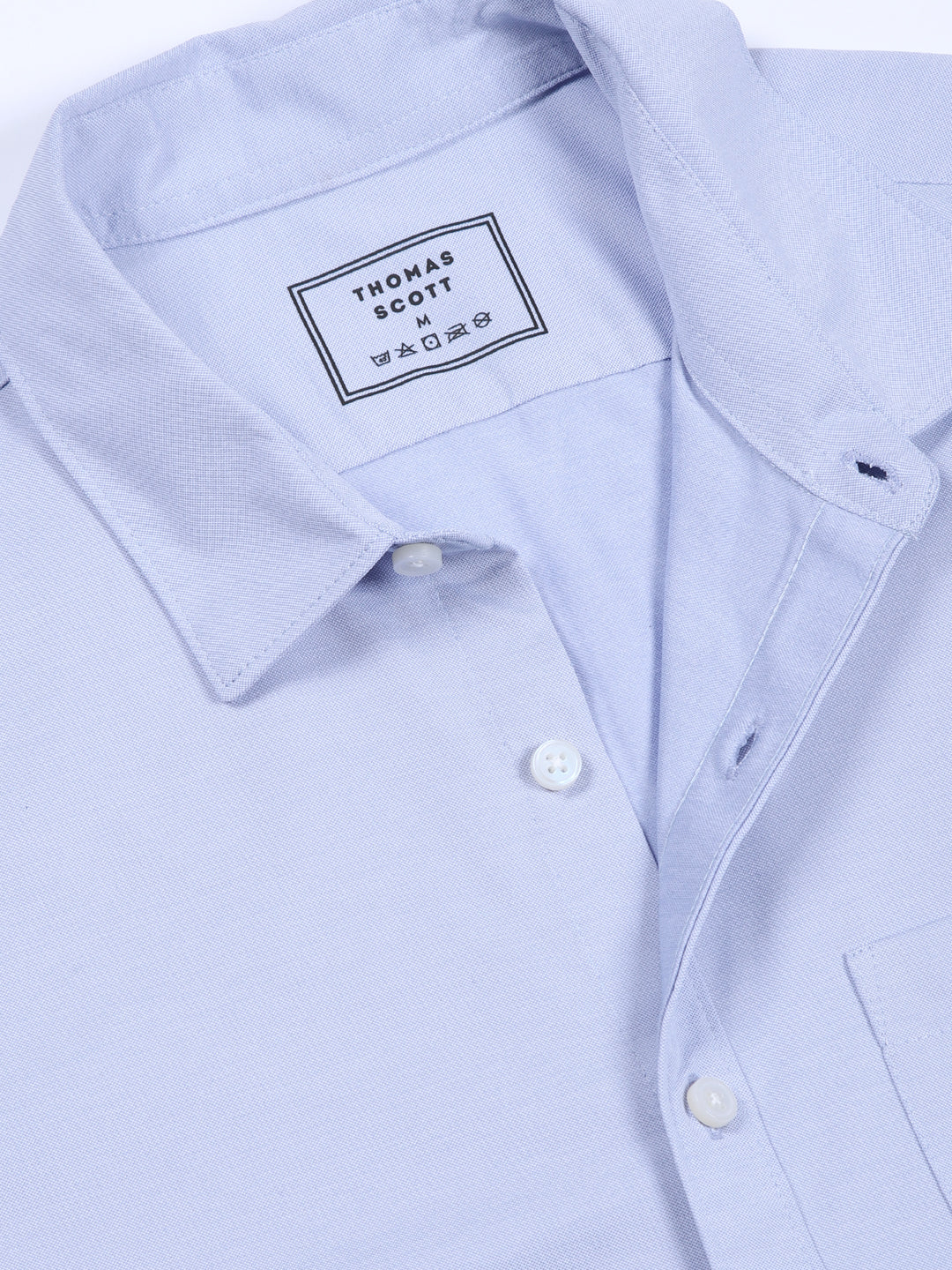 Thomas Scott Men SkyBlue Slim Fit Solid Casual Shirt