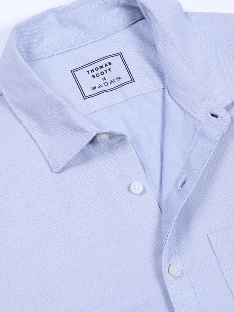 Thomas Scott Men SkyBlue Slim Fit Solid Casual Shirt