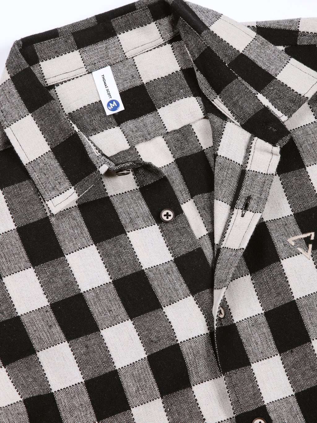 Thomas Scott Men Black Slim Fit Windowpane Checked Cotton Casual Shirt