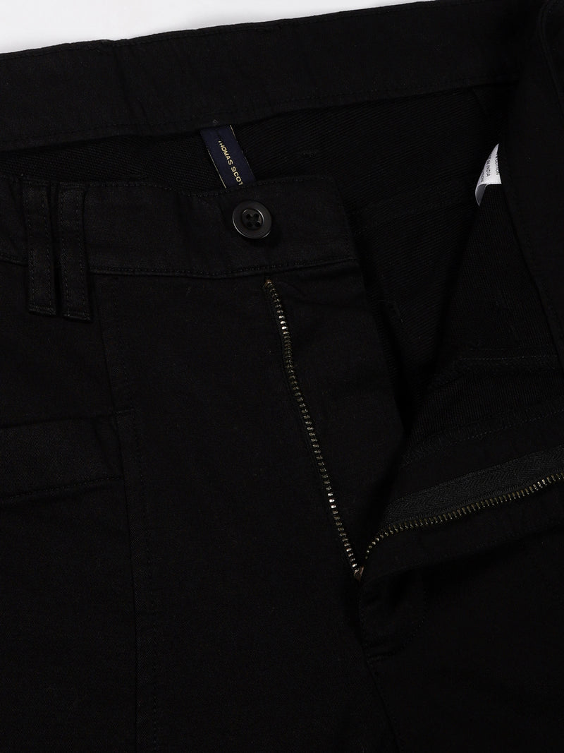 Thomas Scott Men Black Smart Easy Wash Cargos Trousers