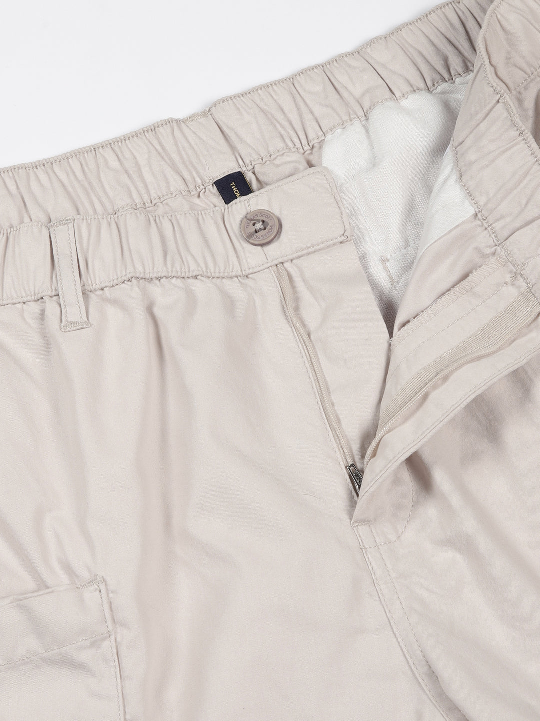 Thomas Scott Men Beige Mid-Rise Solid Cargo Shorts