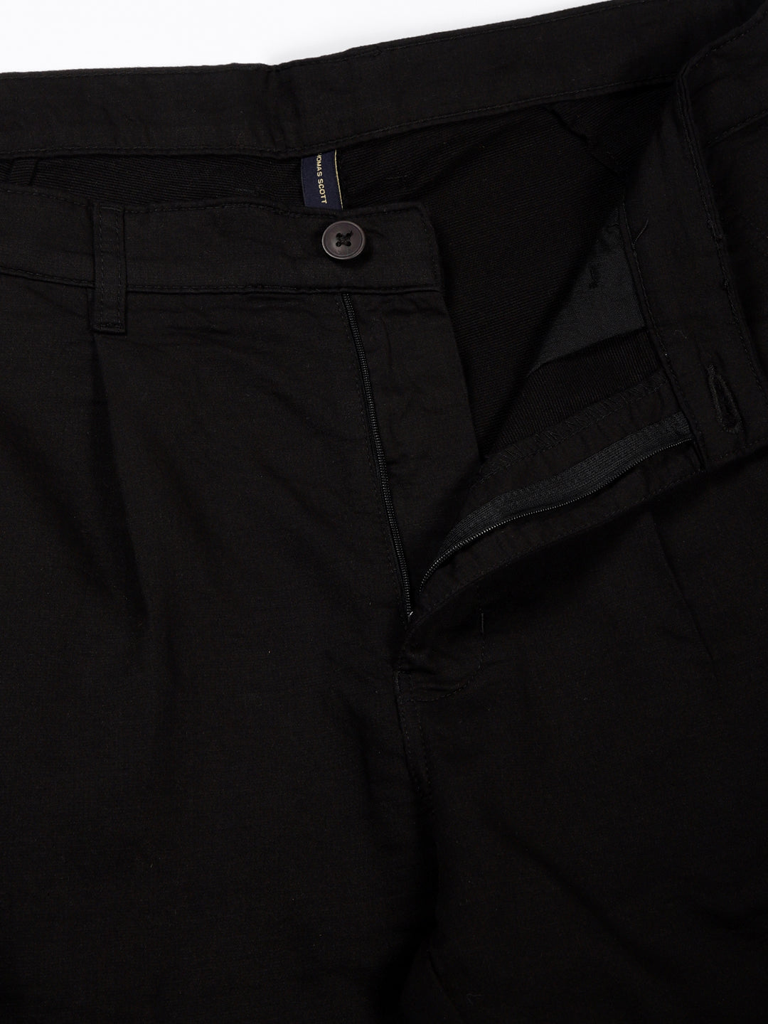 Thomas Scott Men Black Mid-Rise Relaxed Fit Woven Cargo Trousers