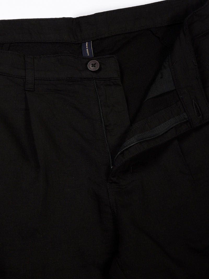 Thomas Scott Men Black Mid-Rise Relaxed Fit Woven Cargo Trousers
