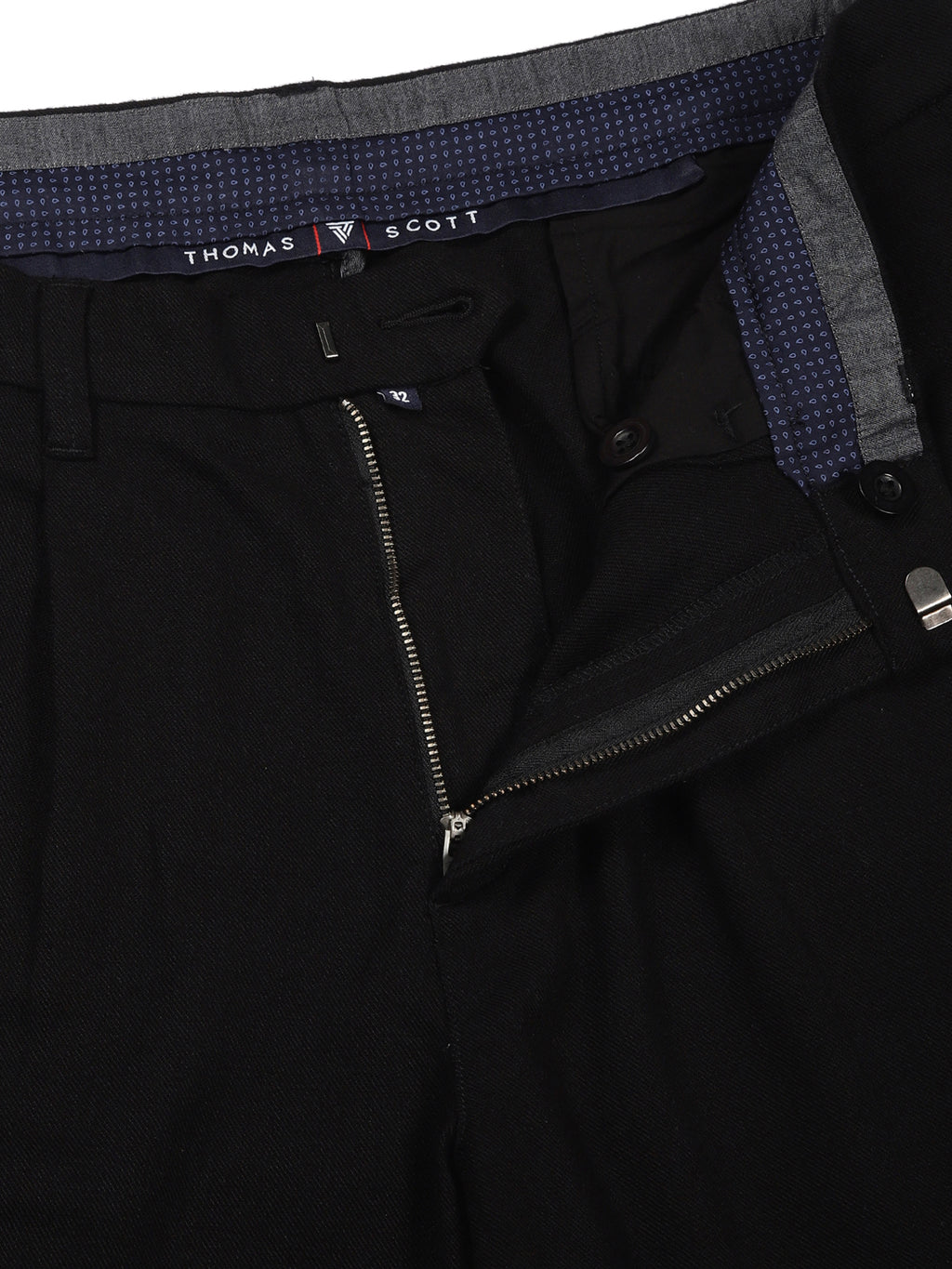 Thomas Scott Men Black Mid-Rise Regular Fit Woven Trousers