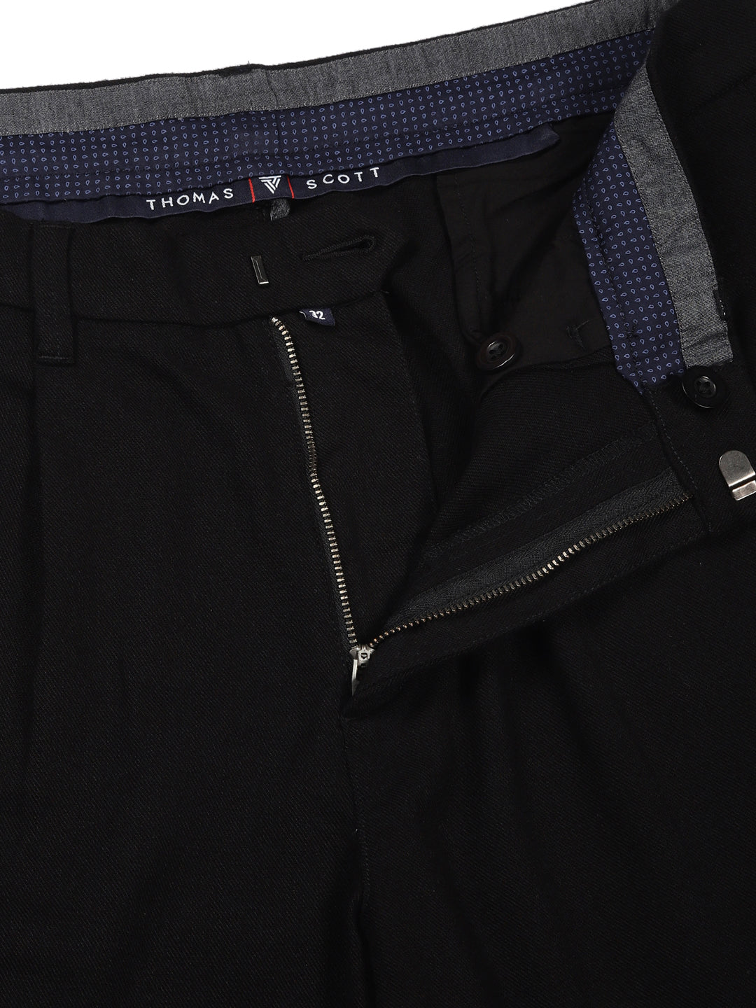Thomas Scott Men Black Mid-Rise Regular Fit Woven Trousers