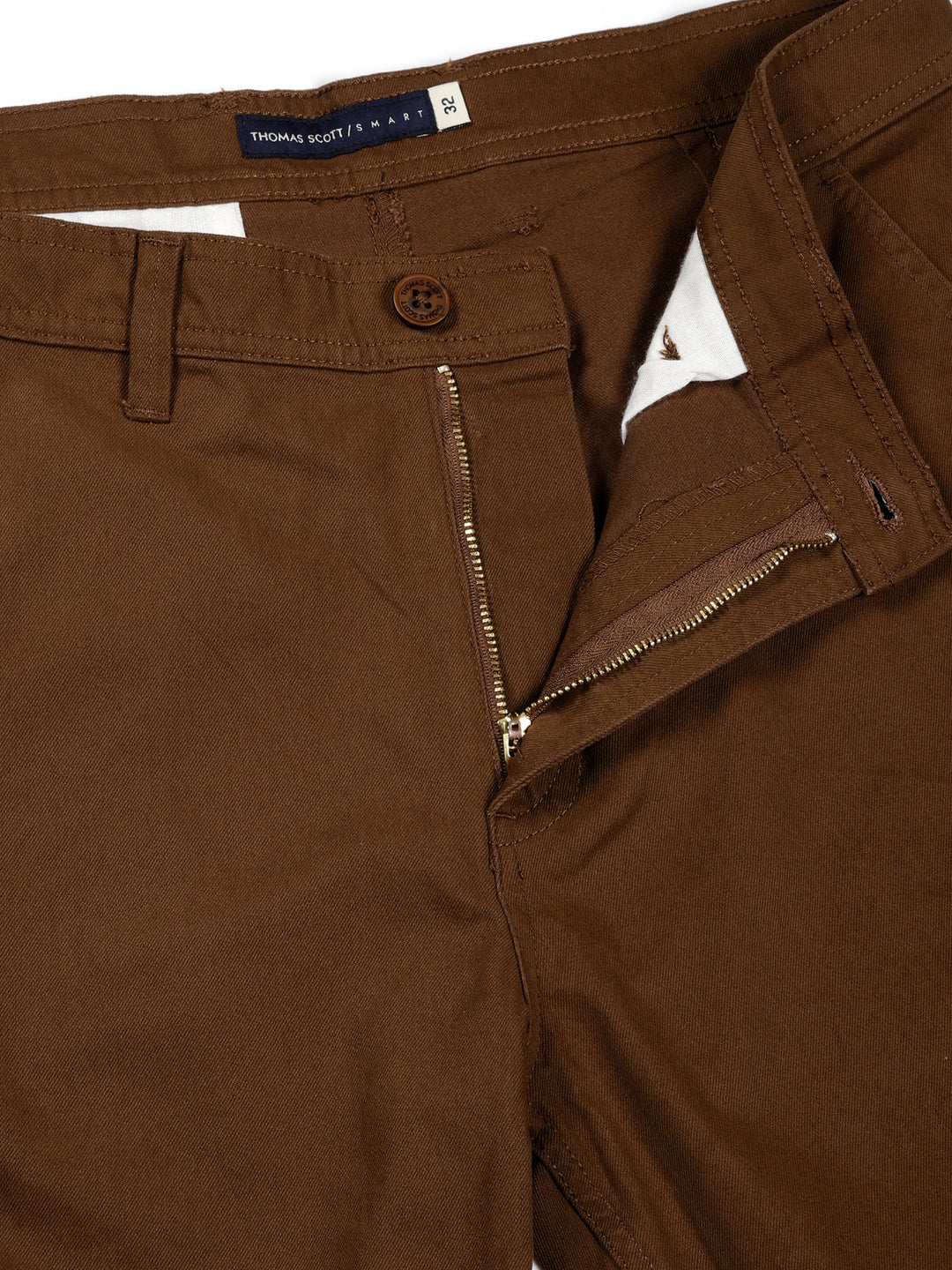 Thomas Scott Men Brown Mid-Rise Slim Fit Woven Cargo Trousers