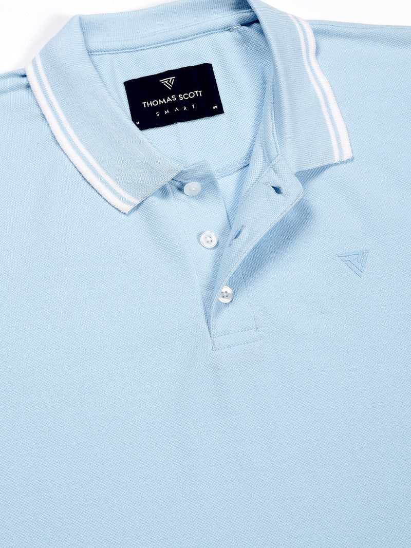 Thomas Scott Men Blue Regular Fit Short Sleeves Polo Collar Knit Tshirt