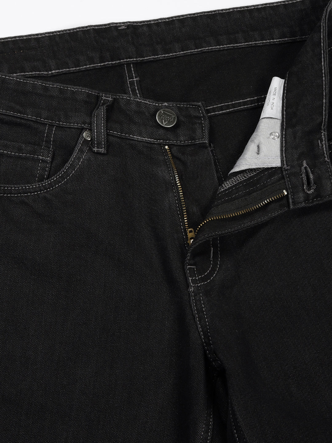 Thomas Scott Men DarkGrey Mid-Rise Baggy Fit Cotton Non Stretchable Jeans