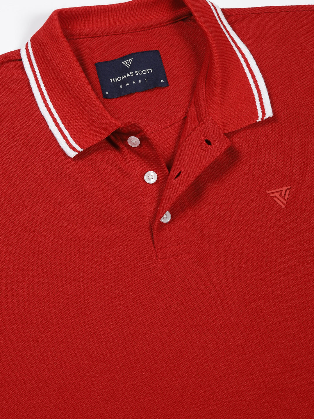 Thomas Scott Men Red Regular Fit Short Sleeves Polo Collar Knit Tshirt