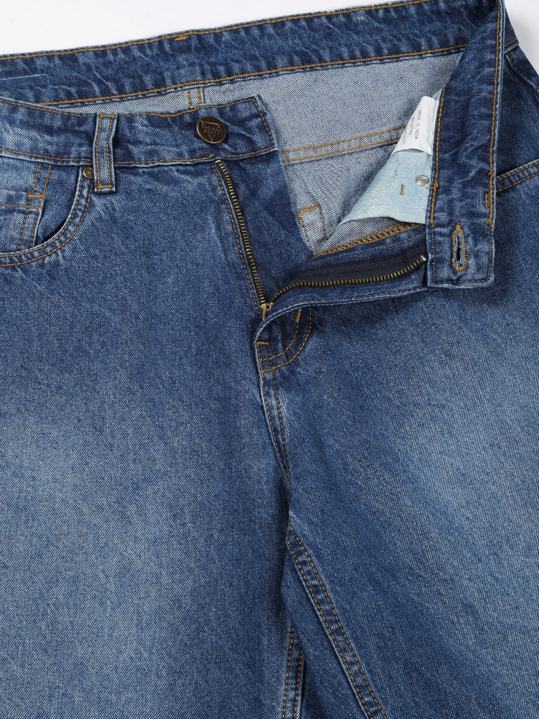 Thomas Scott Men MidBlue Mid-Rise Baggy Fit Cotton Non Stretchable Jeans