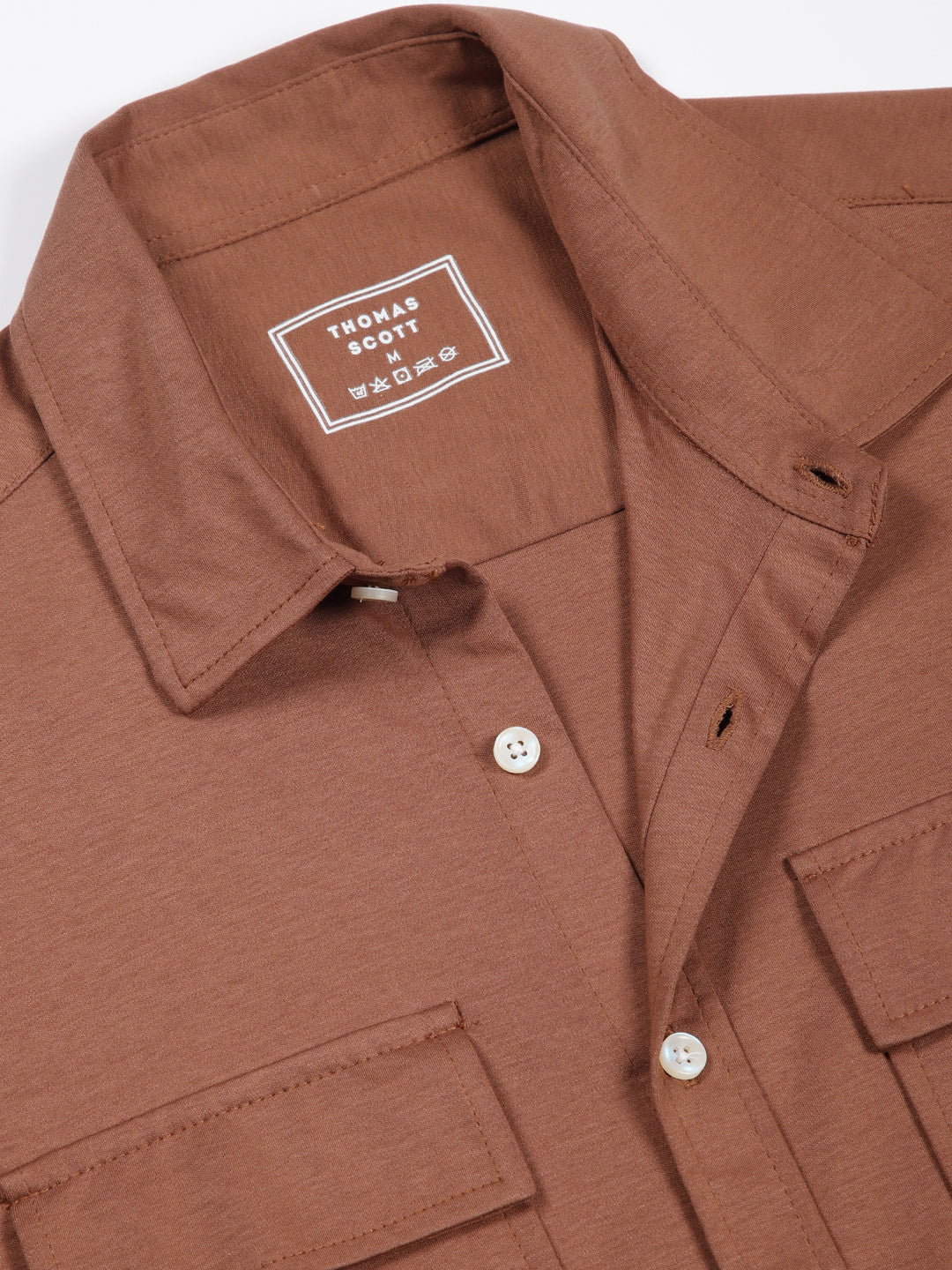 Thomas Scott Men Brown Slim Fit Solid Casual Shirt