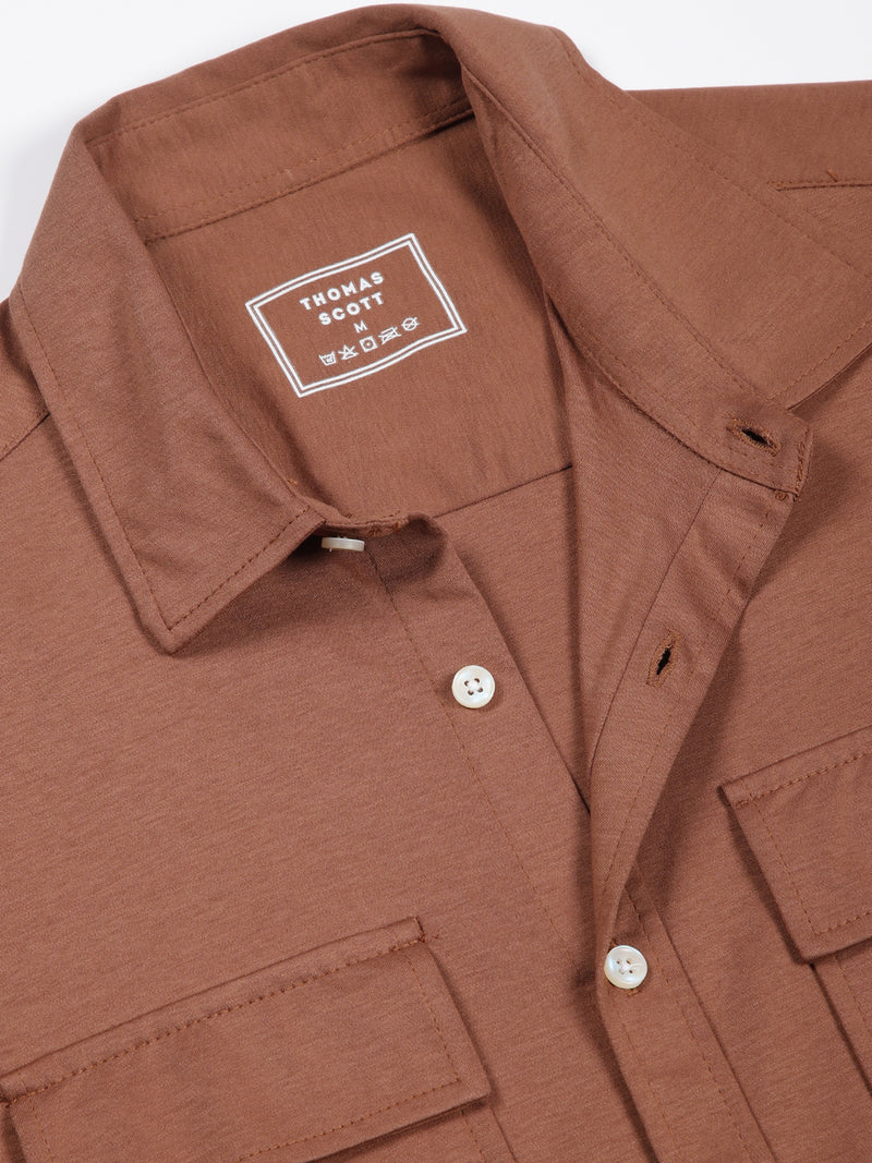 Thomas Scott Men Brown Slim Fit Solid Casual Shirt