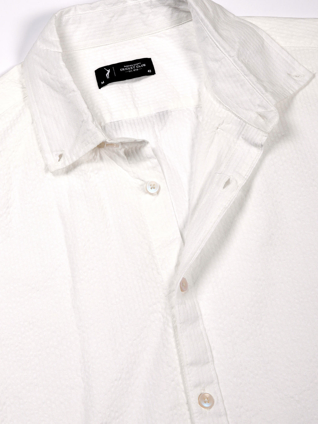 Thomas Scott Men White Reguar Fit Long Sleeves Pinstripes Cotton Casual Shirt