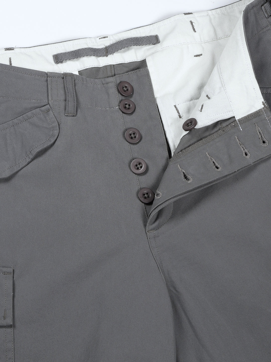 Thomas Scott Men Grey Mid-Rise Loose Fit Cotton Woven Cargo Trouser