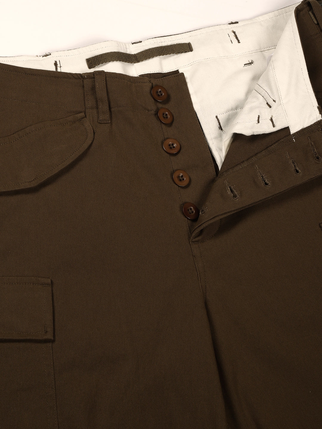Thomas Scott Men Olive Mid-Rise Loose Fit Cotton Woven Cargo Trouser