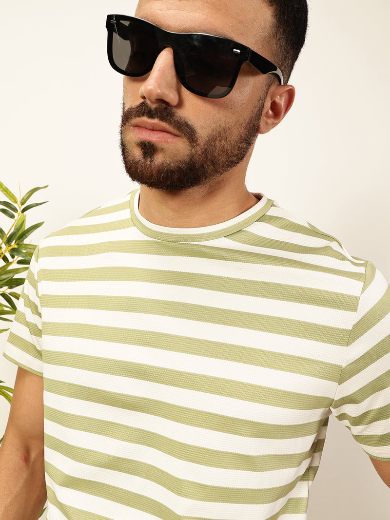 Thomas Scott Men Green Regular Fit Short Sleeves Round Neck Knitted T-shirt