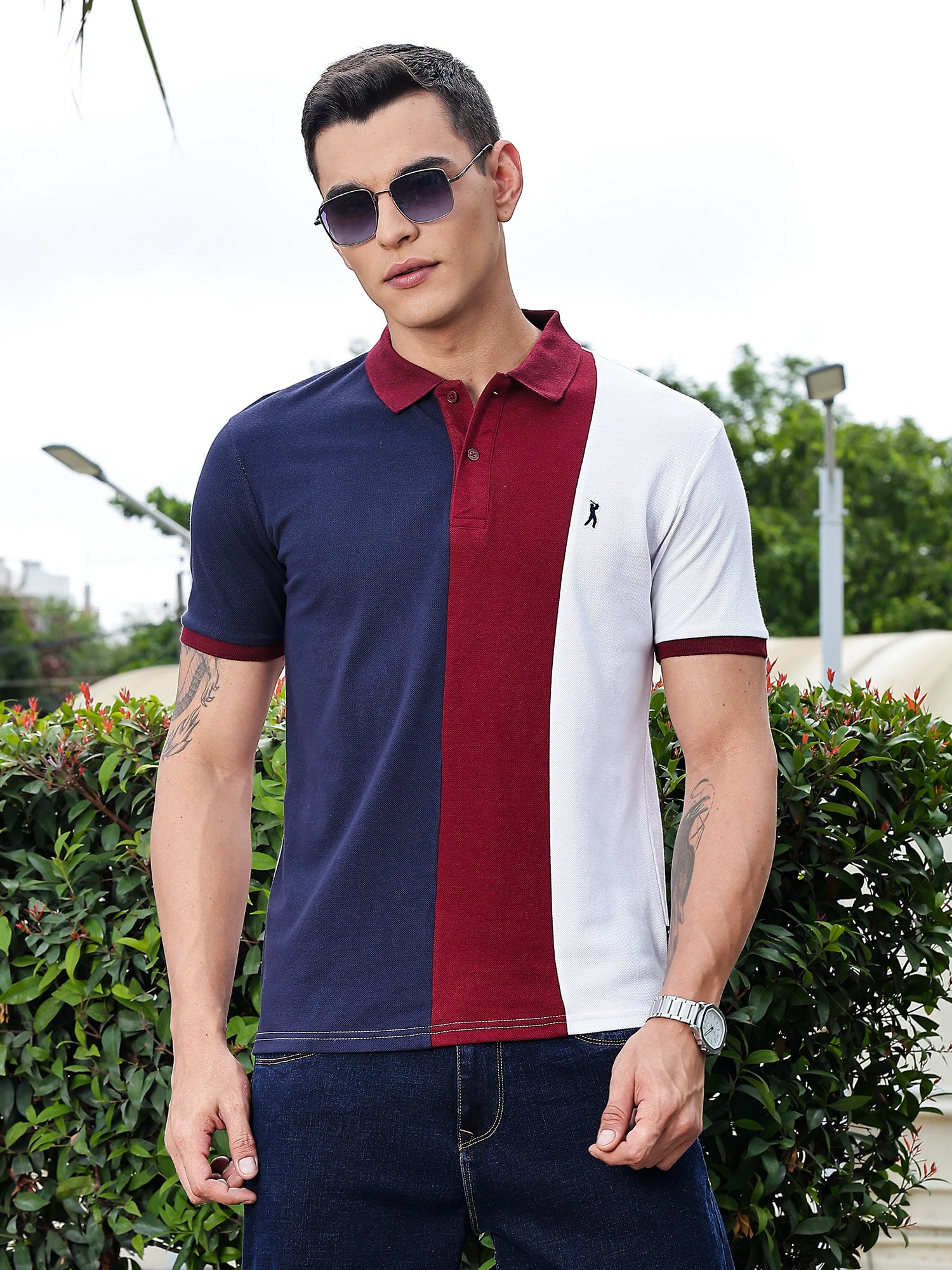 Thomas Scott Men Navy Regular Fit Short Sleeves Polo Collar Knit Tshirt