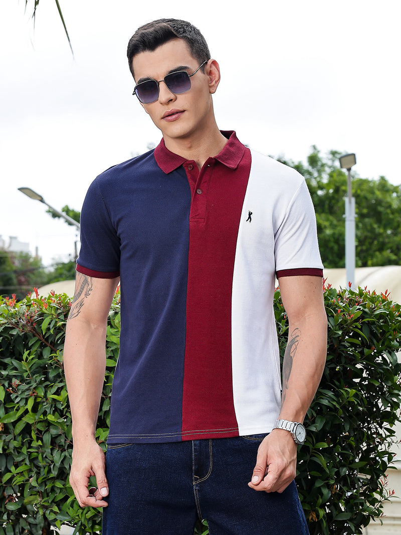 Thomas Scott Men Navy Regular Fit Short Sleeves Polo Collar Knit Tshirt