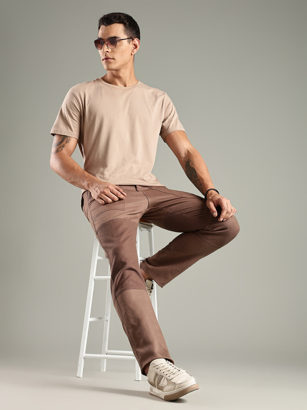 Thomas Scott Men Light Brown Mid-Rise Relaxed Fit Woven Trouser