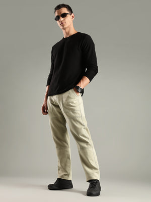 Thomas Scott Men Olive Mid-Rise Relaxed Fit Woven Trouser