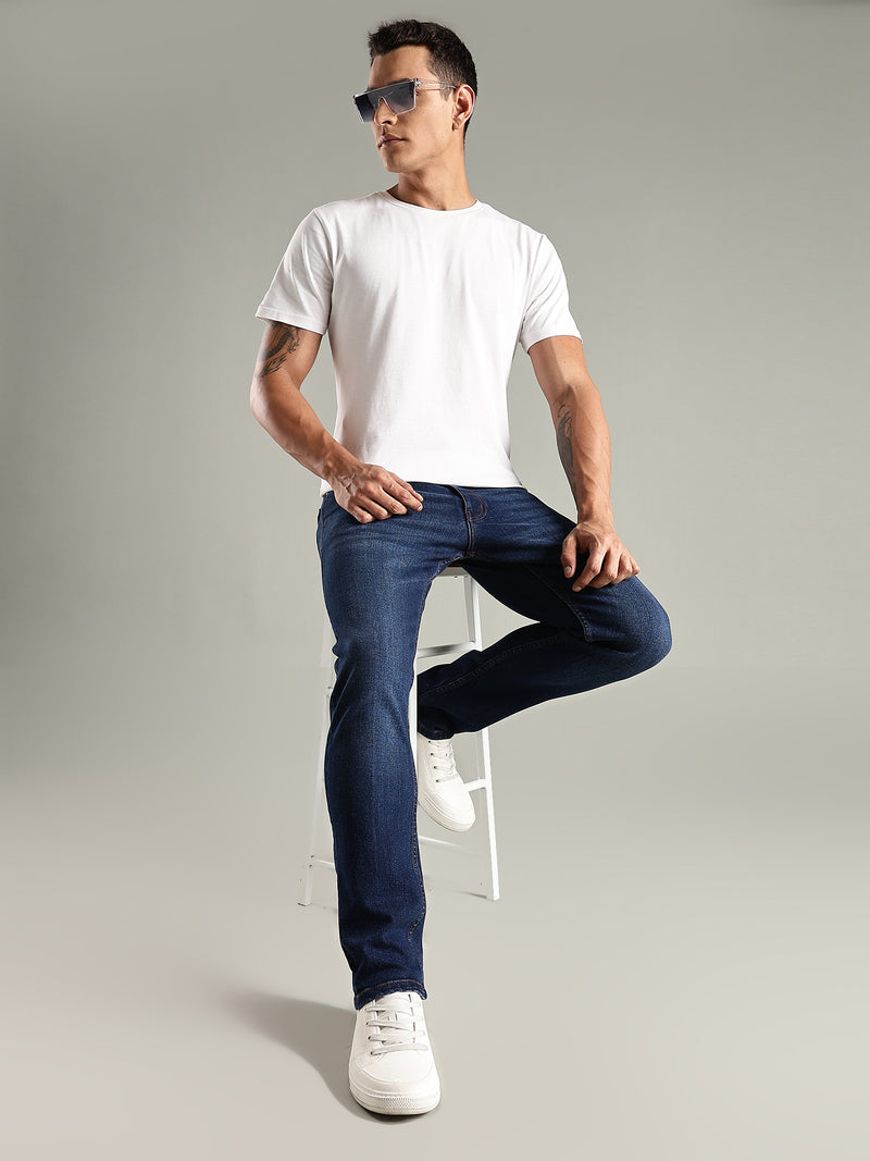 Thomas Scott Men Indigo Mid-Rise Straight Fit Stretchable Jeans
