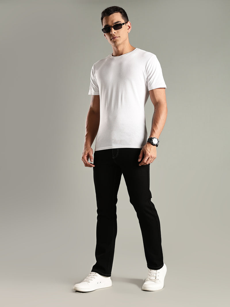Thomas Scott Men Black Mid-Rise Straight Fit Stretchable Jeans