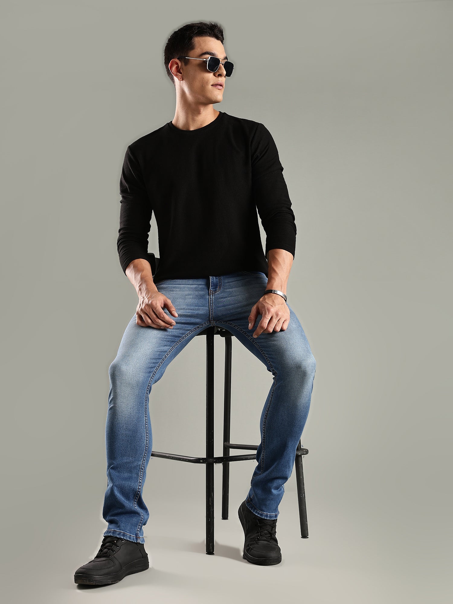 Thomas Scott Men Indigo Mid-Rise Straight Fit Stretchable Jeans