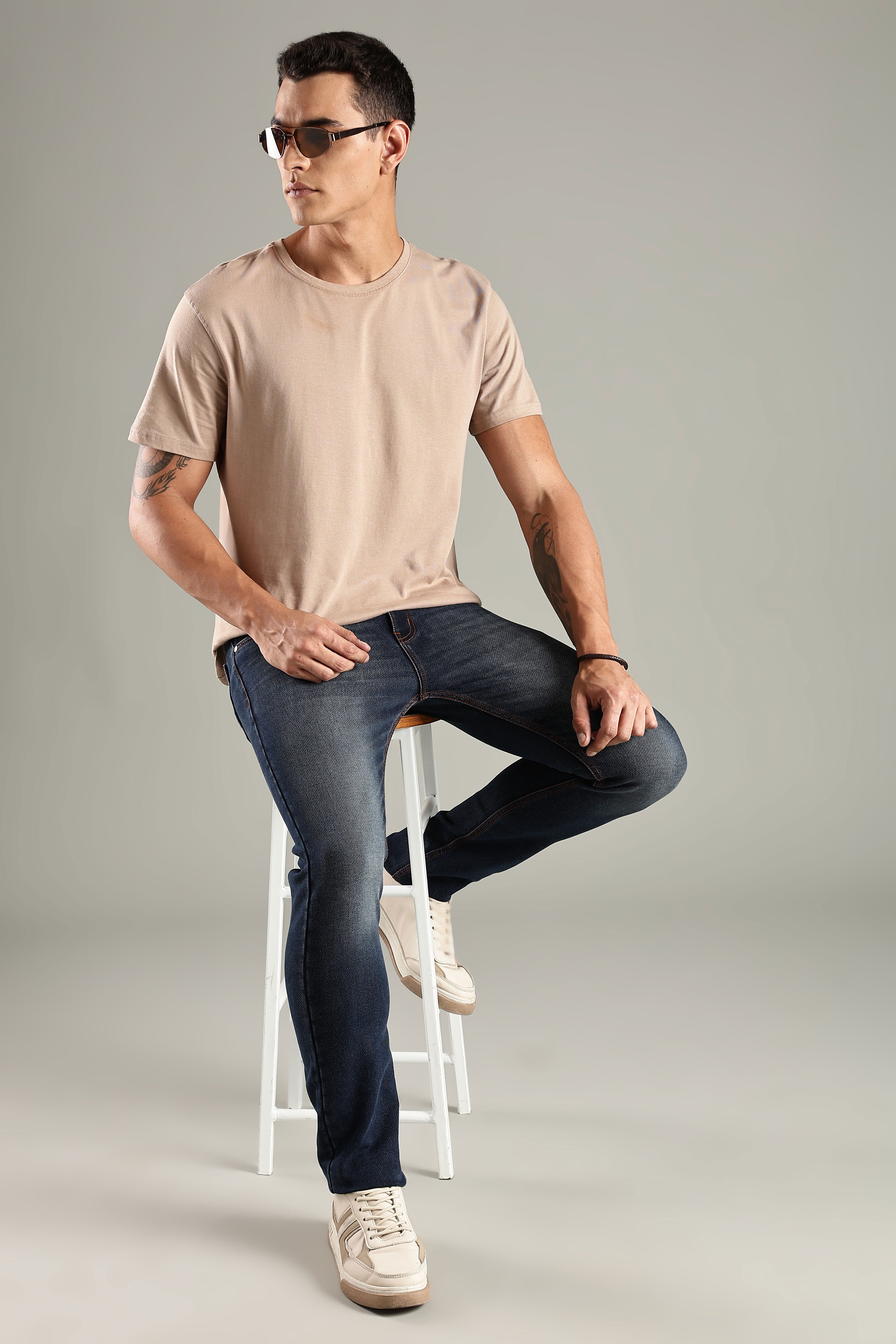Thomas Scott Men Indigo Mid-Rise Straight Fit Stretchable Jeans