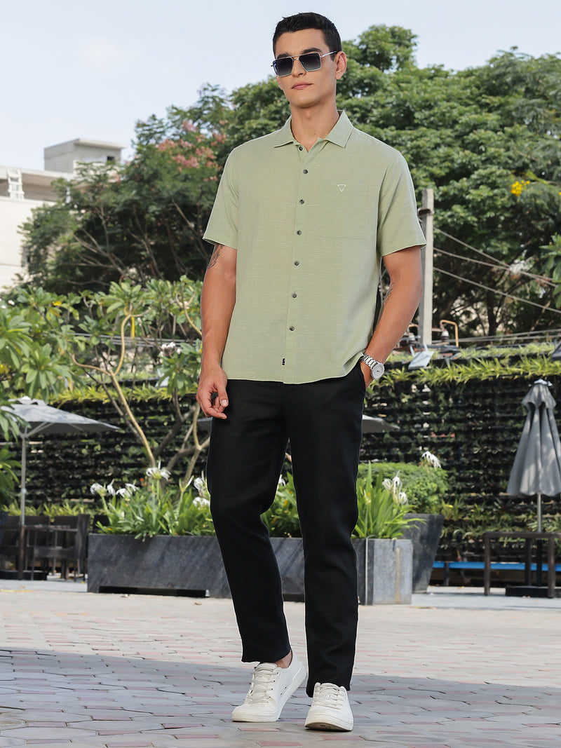 Thomas Scott Men Pista Short Sleeves Oversized Cotton Linen Casual Shirt
